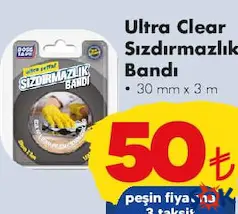 BOSS TAPE ULTRA CLEAR SIZDIRMAZLIK BANDI 30MMX3M BOSS TAPE ULTRA CLEAR SIZDIRMAZLIK BANDI 30MMX3M